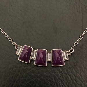 Women's necklace Lia Sofia silver tone and purple